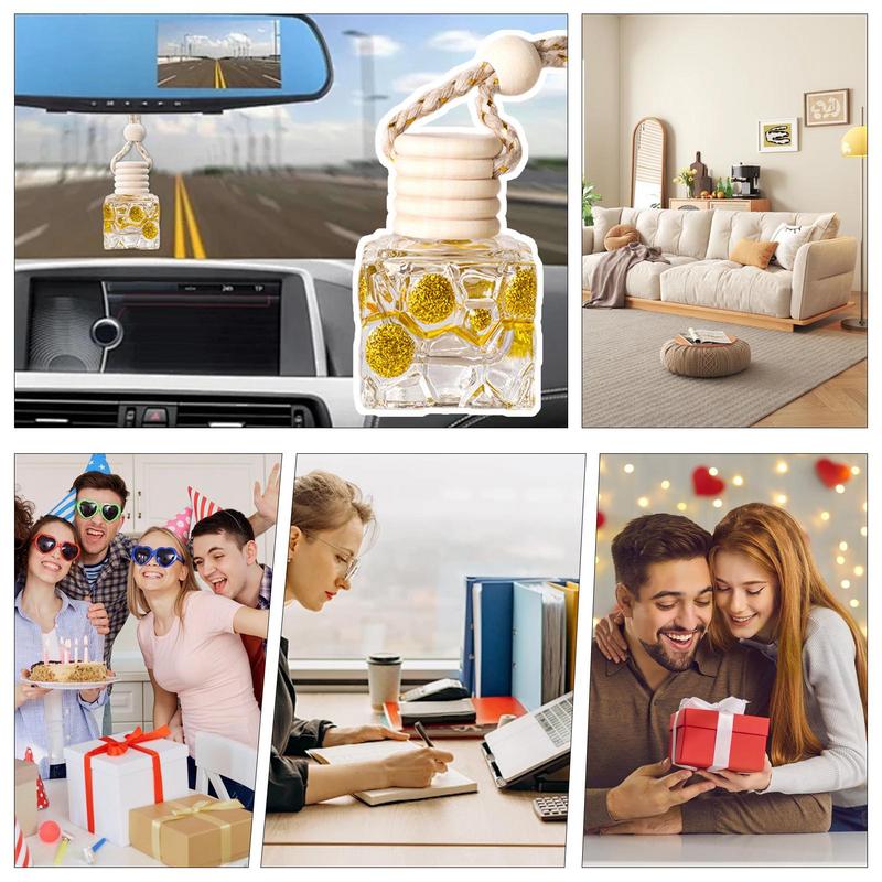 Empty Car Diffuser Bottles Unique Golden Glitter Car Air Freshener Bottle Unique Auto Air Freshener Hangings Bottle Perfume