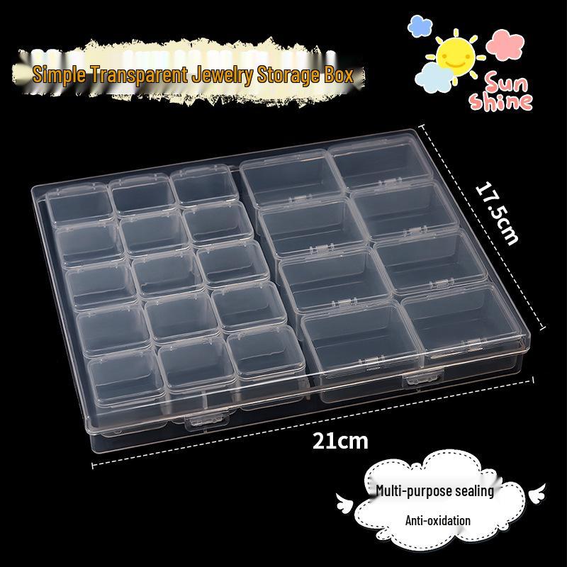 Transparente Aufbewahrungsbox mit mehreren Fächern für Schmuck, Nagelkunst und Zubehör