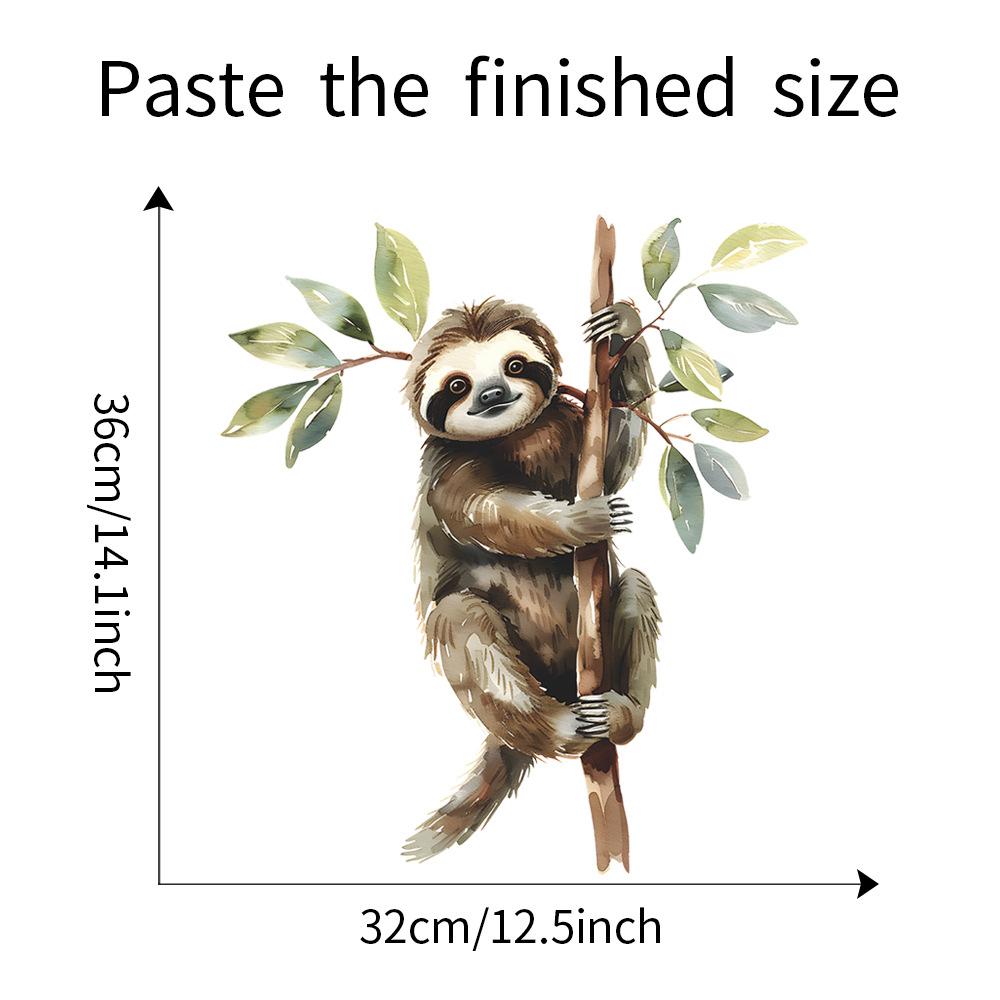 Cartoon Sloth Climbing Tree Static Cling UV Window Sticker for Glass Door Home Decor