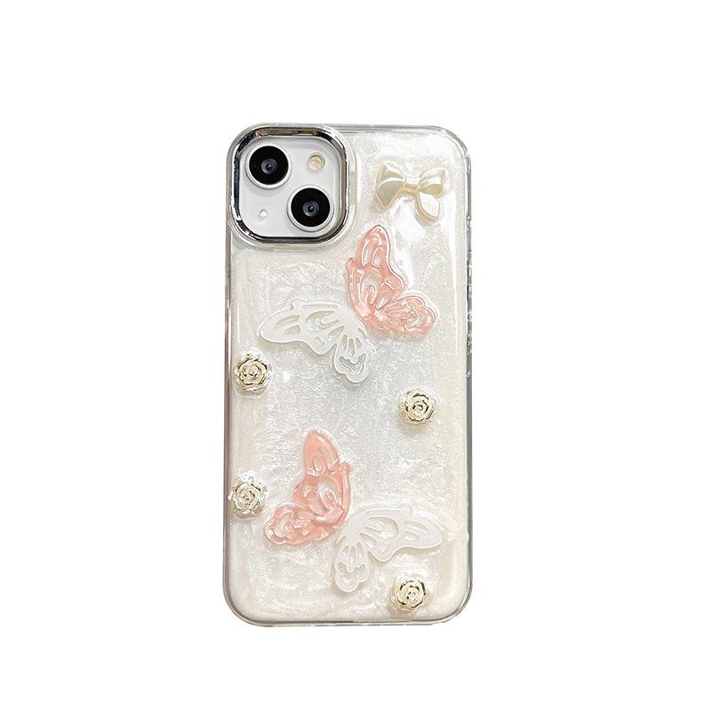 

Wind Phone Case Pink Series For Iphone17Promax Butterfly Apple 13 Pearl 15 Transparent 16 Soft iPhone 7/8/SE 2020