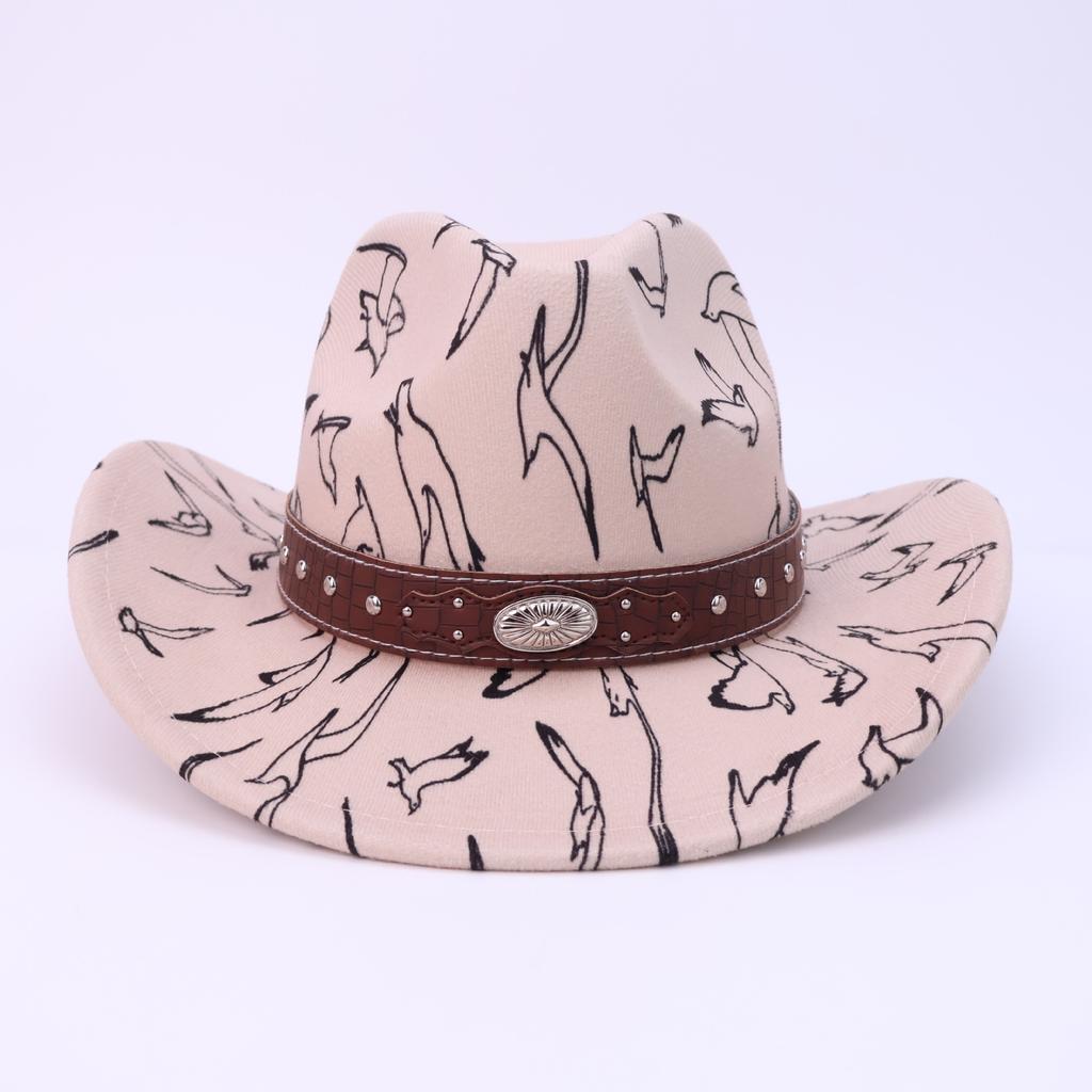 American bull head western style dick cowboy hat fashion high sense belt decorative top hat men's and women's jazz hat