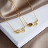 Sweet Colorful Zircon Tulip Pendant Necklaces for Women Girls Stainless Steel Chain Choker Trendy Jewelry Accessories Gifts