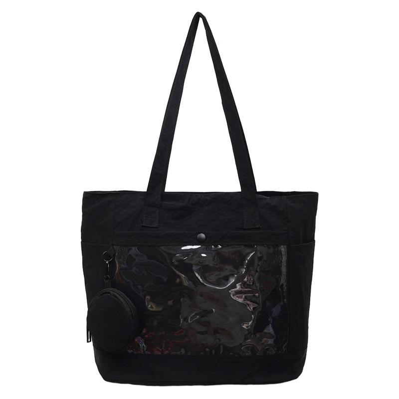 

Solid Color Bag Student Large Capacity Shoulder Bag Women s Tote Bag чорний