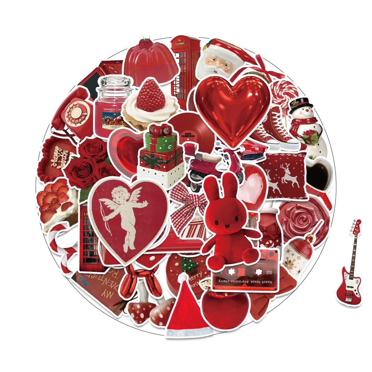 

50 Cute Style Red INS Graffiti Stickers Mobile Suitcase Waterproof Decorative Stickers Children s Stickers