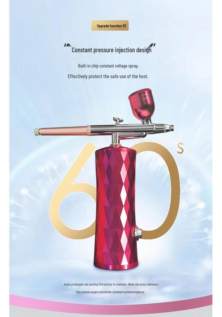 Portable High-Pressure Hydrating Oxygen Injector & Needle-Free Facial Steamer