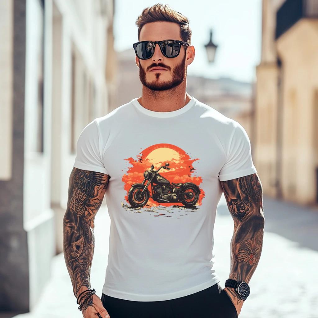 

Мужская футболка лето бренд винтажная футболка МОТОЦИКЛЫ унисекс с круглым вырезом высокое качество футболки крутая футболка с коротким рукавом XXXXXL белый