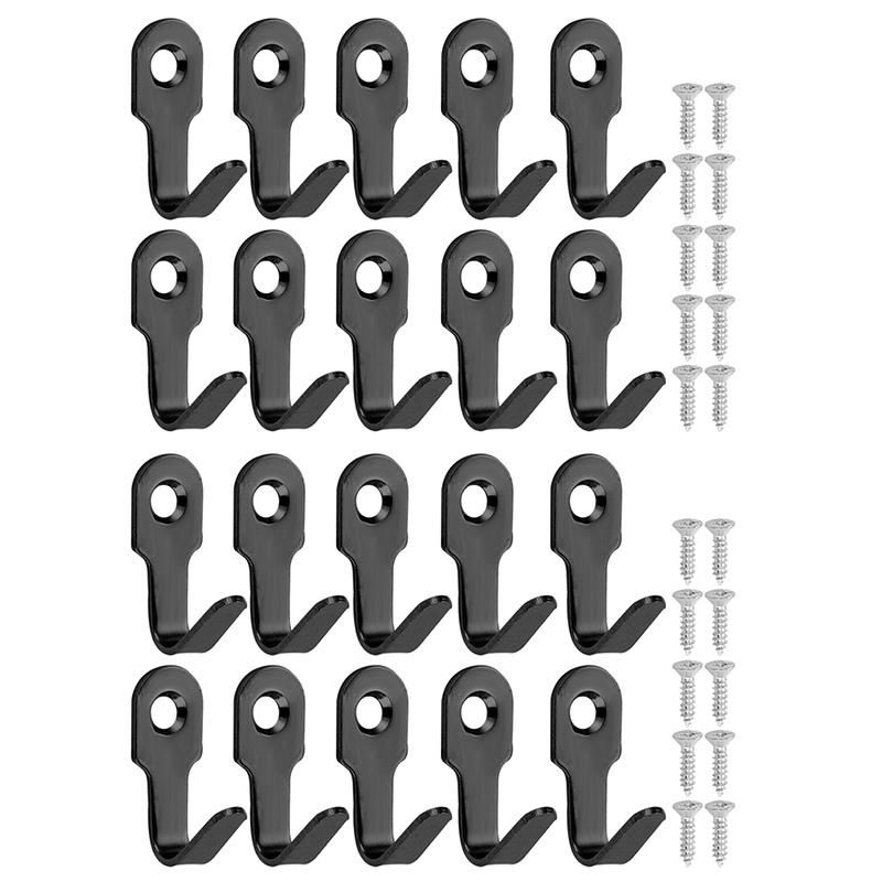 

20/10Set Mini Stainless Steel Hook With Screw Items Key Rack Wall Punching J-Shaped Hooks Kitchen Accessories Bathroom Hardware Black 20pcs