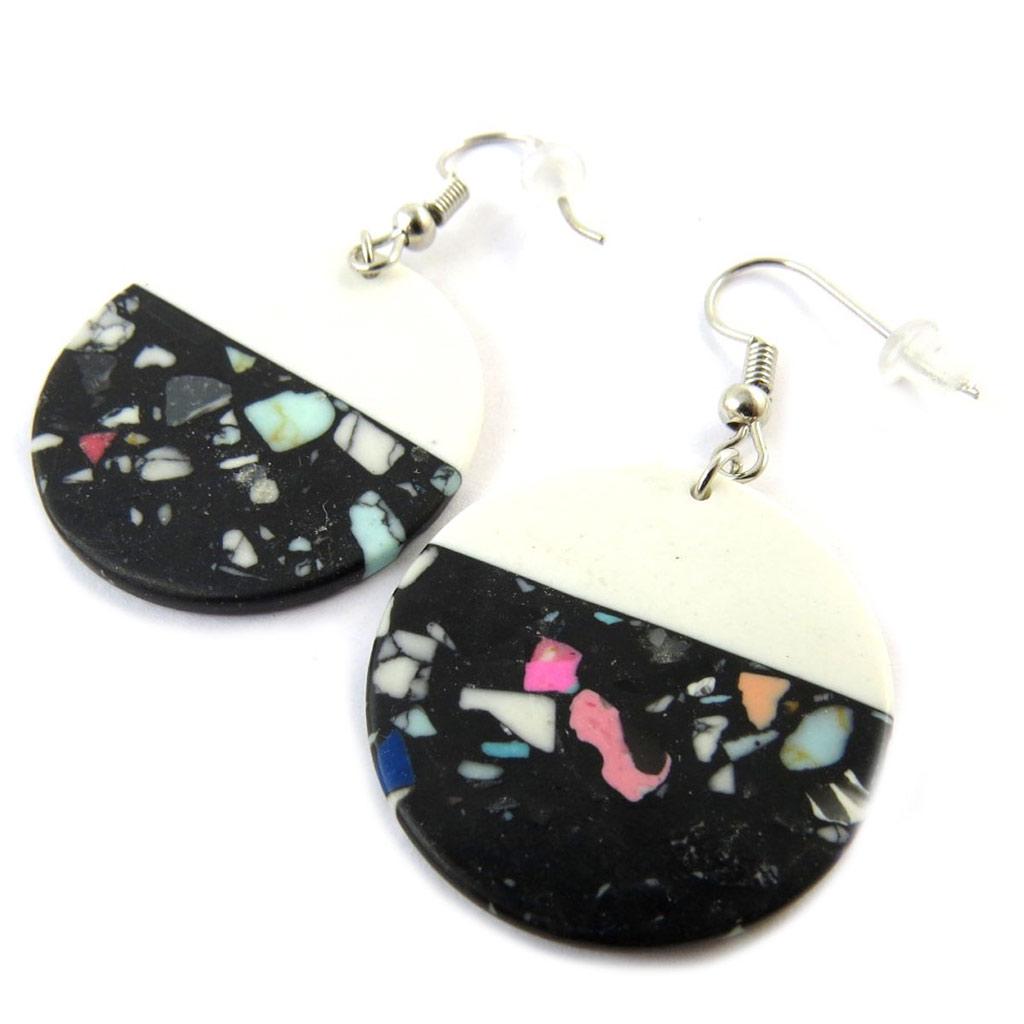 Les Trésors De Lily [N6305] - Boucles Créateur 'Kilimanjaro' blanc noir multicolore