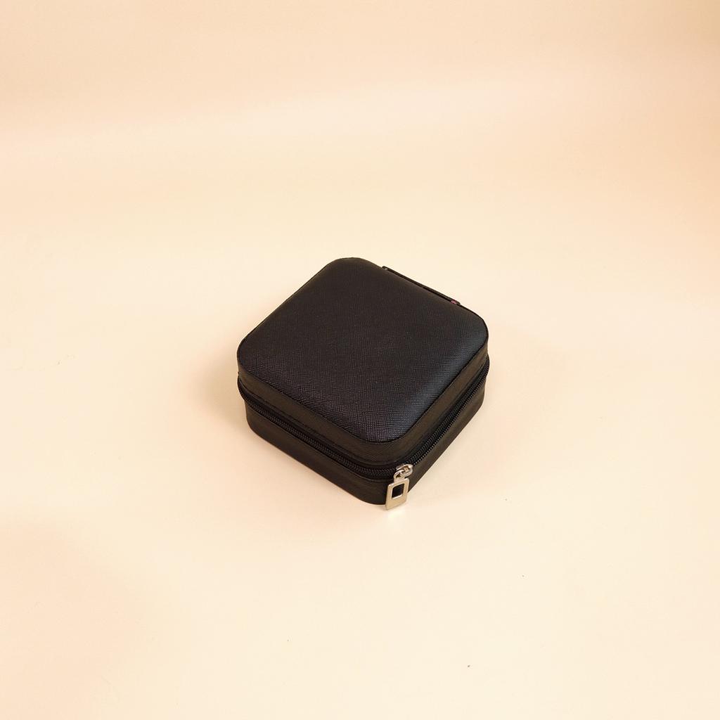 Mini jewelry storage box portable family travel earrings necklace storage box female ring organizer PU leather display box