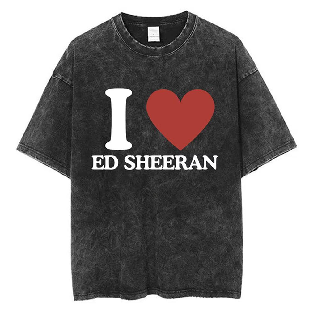 Washed Vintage Ed Sheeran Play Graphic Tshirt Men Women Hip Hop Fashion Pop Music T Shirts Mens Gothic Oversized Streetwear