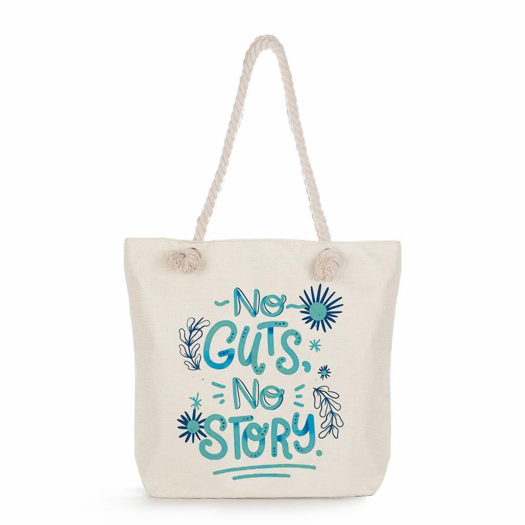 Multifunctional Trendy Letters Printed Thick Rope Shoulder Beach Bag Casual large capacity handbag 7593