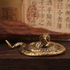 Figuras de decoración de bronce antiguo en miniatura de serpiente de cobre y latón para decoración de interiores, adorno de escritorio, estatuas en miniatura de cobre puro