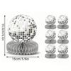 Runtow 6Pcs Disco Ball Honeycomb Decor, Wedding Birthday Party Glitter Desk Decorations ,Baby Shower Party Decoration