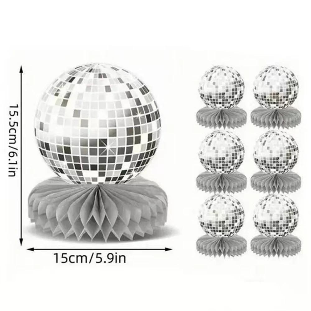 Runtow 6Pcs Disco Ball Honeycomb Decor, Wedding Birthday Party Glitter Desk Decorations ,Baby Shower Party Decoration