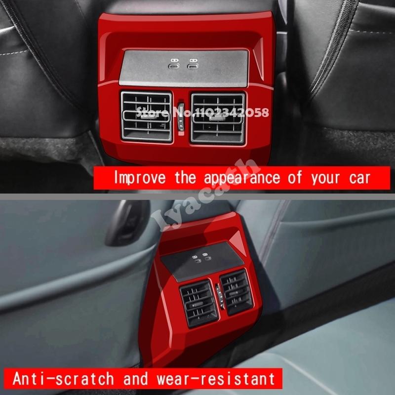 FOR TOYOTA HILUX 2026 2027 ABS Carbon Fiber Rear Air Condition Outlet AC Vent back charge an-kick Panel Frame Cover accessories