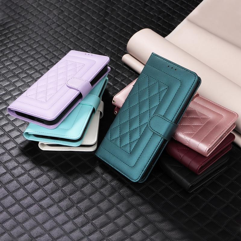 Diamond Check Flip Case on For Samsung Galaxy A51 A50 A52 A71 A20 A21S A30 A10 A31 A70 A72 A20S A20E Capa Magnetic Leather Cover