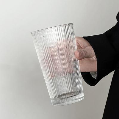 13oz 380ml Cocktailglas im nordischen Stil mit vertikalen Streifen, Kaltwasserbecher, transparent, Zitrone, Long Island, Eisteebecher, Milchpartybecher