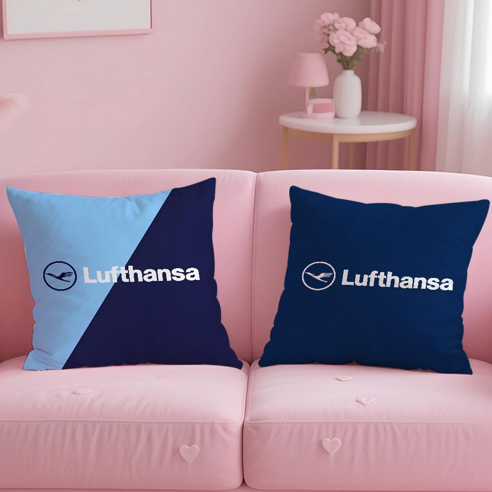 Deutsche Lufthansa German Airlines Pillow Case Anti-dustmite Pillowcase Invisible zipper silky short plush Sofa cushion cover