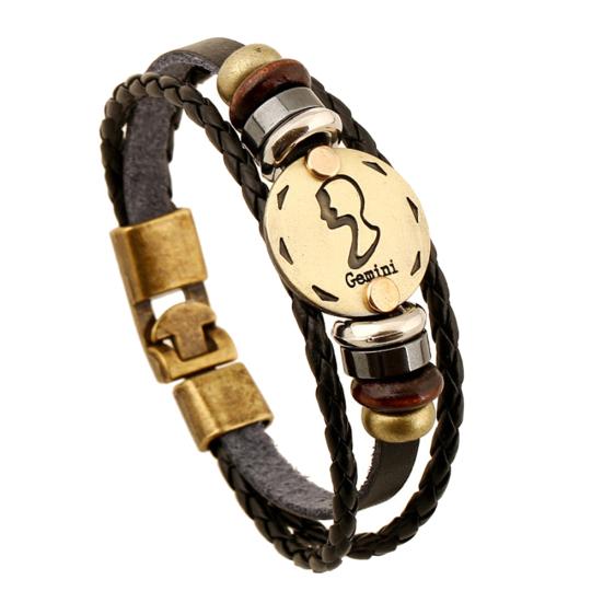 12 Constellations Multi-layer Braided Faux Leather Bracelet Bangle Jewelry Gift