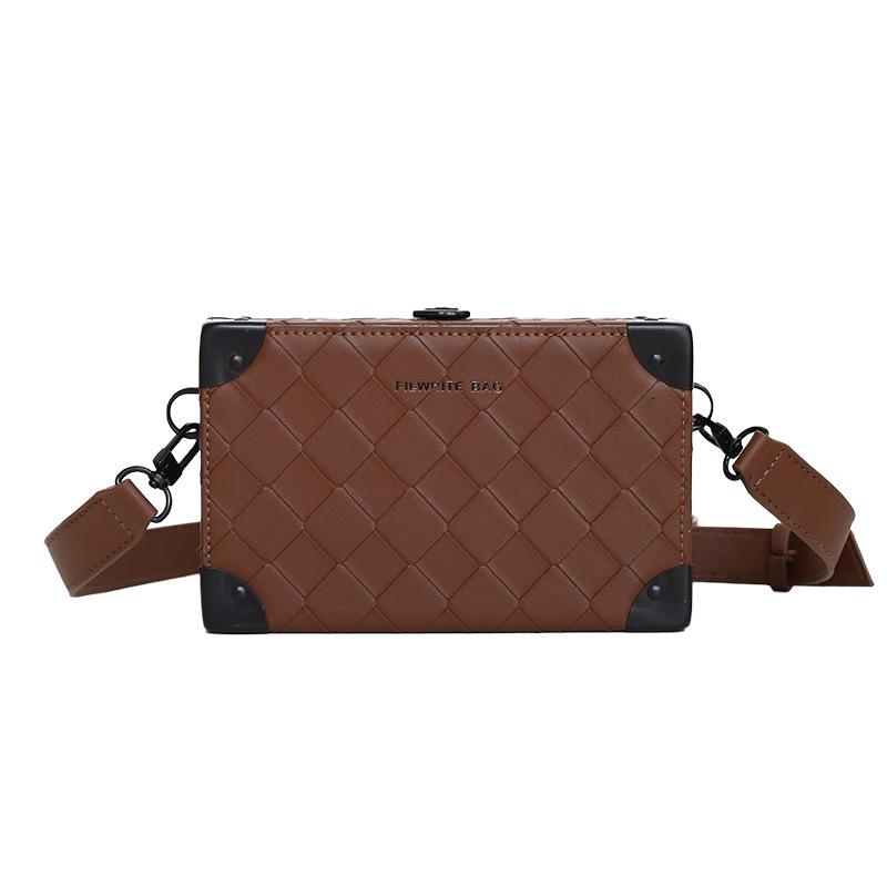 

Box bag 2025 new Korean version fashion niche design shoulder bag ins couple casual versatile messenger weaving