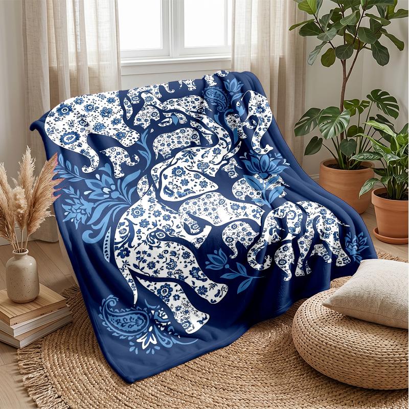 Fire vs Water Elephants Theme blanket Lightweight Warm Flannel Blanket Decorative Throw Blanket for Home Decoration