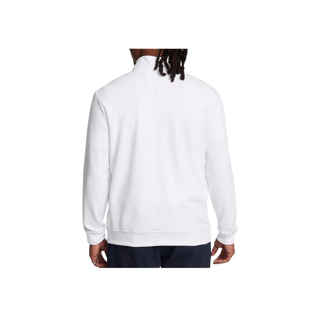 Under Armour Solid Color Stand Collar Half Zip Long Sleeve Sweatshirt Men Sweatshirt White 1388715-100