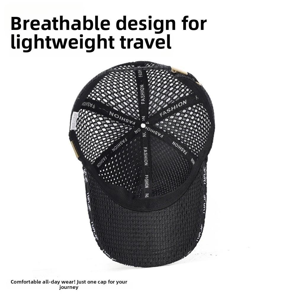 Creative Multicolor Mesh Baseball Cap Breathable Mesh Adjustable Size Sun Hat Woven Polyester Breathable Mesh Cap Men's Wear