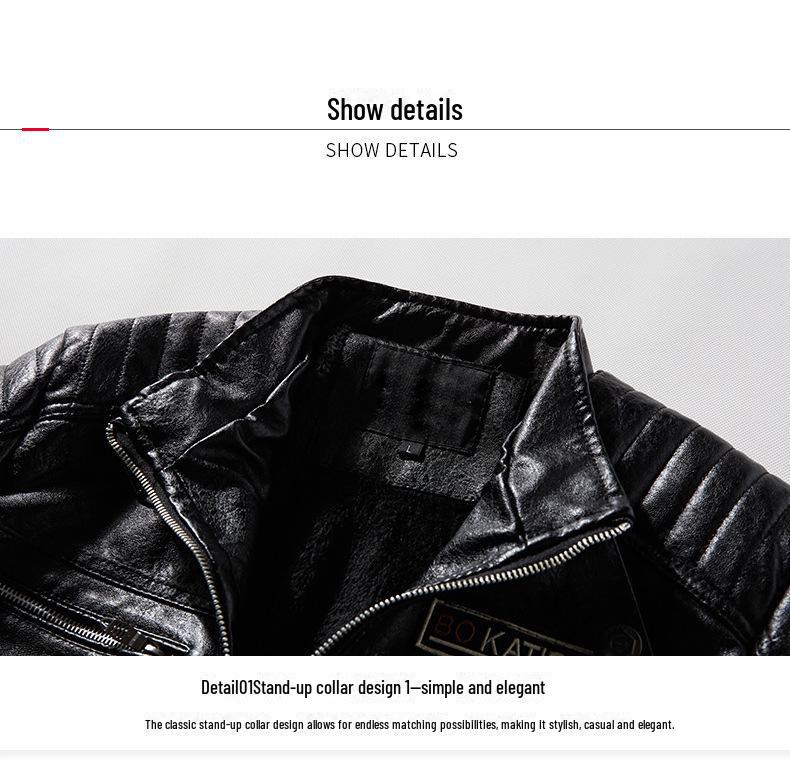 Men's 2020 PU Leather Motorcycle Jacket with Modern Tough Guy Style and Velvet Lining