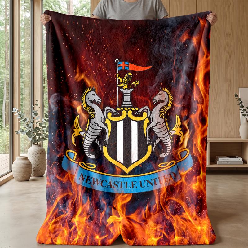 Coperta in Flanella con Stampa del Newcastle United Football, Coperta Morbida Calda Leggera per Divano Letto Campeggio