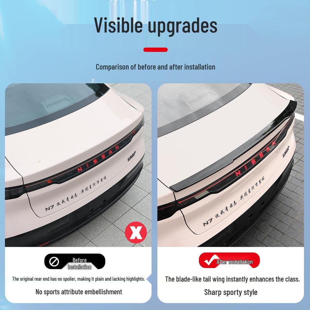 Nissan N7 Blade Tail Wing Spoiler Stabilizer - Hole-Free Exterior Upgrade Accessory