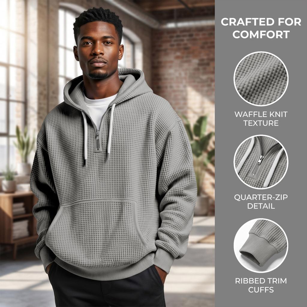 Men's Half Zip Hoodie Knit Color Casual Sweatshirt