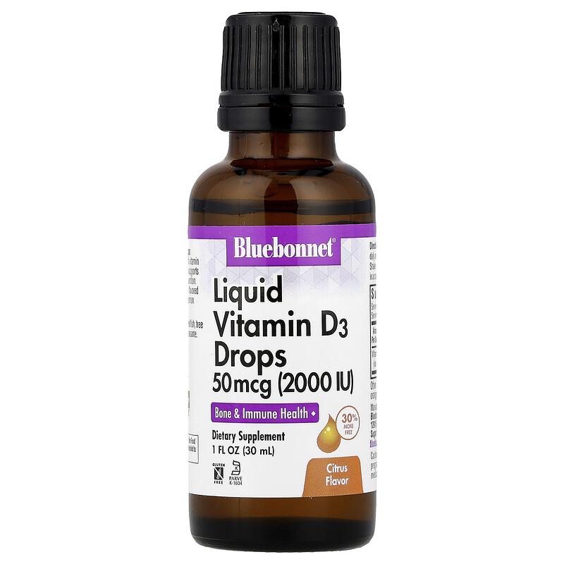 Liquid Vitamin D3 Drops, Citrus, 50 Mcg (2,000 IU), 1 Fl Oz (30 Ml)