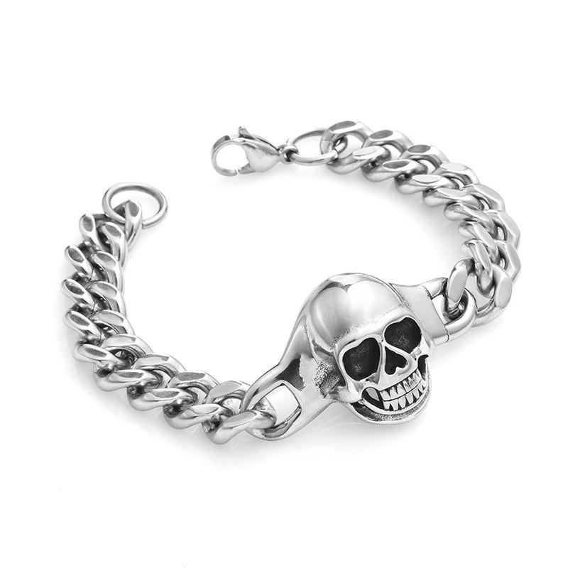 Titanium Steel Skull Mens Bracelet With Vintage Style For Fashionable Men