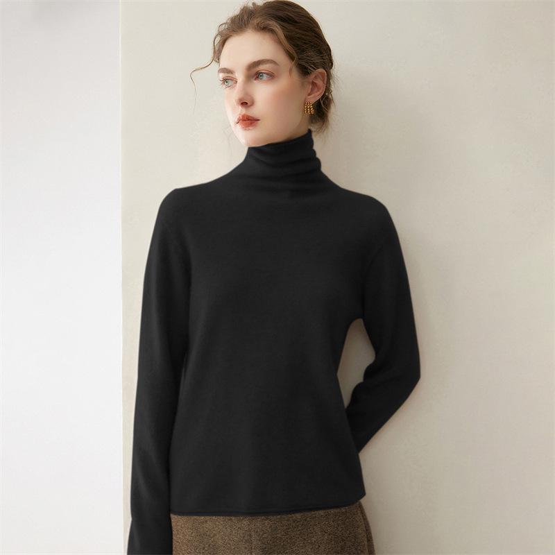 Women's Slim-Fit 100% Cashmere Turtleneck Sweater - Versatile Autumn/Winter Knitwear