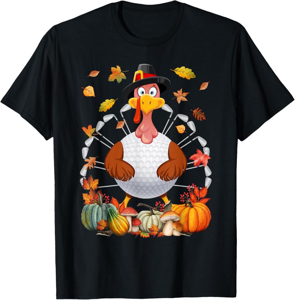 Turkey Golf Balls Sticks Tail Fall Vibes Happy Thanksgiving Tshirt Personalized Clothing Casual Funny Vintage Clothes