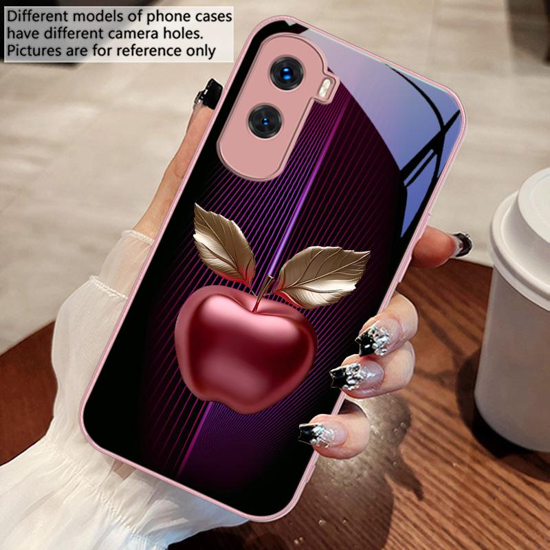 Stripe Gradient Apple Red For Honor 200 90 8X 9X Pro Lite P50 P40 Nova 10 11i P60 Magic4 6 Mate 20 50 Tempered Glass Phone Case