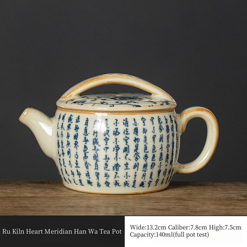 140ML Heart Meridian Ru Kiln Teapot Han Wa Teapot Vintage Tea Brewing Kettle With Ball Hole Tea Items Pot For Tea Tea Maker