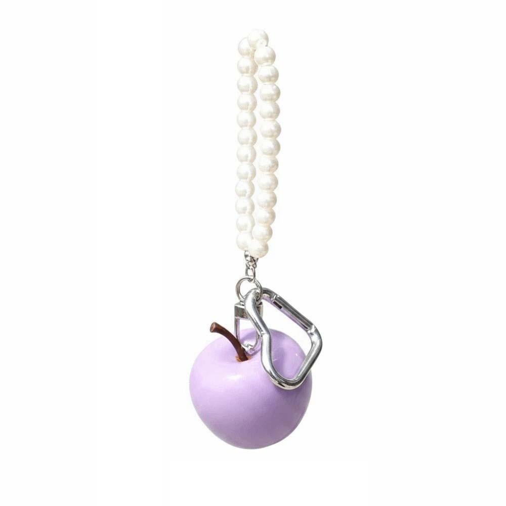 Red Fruit Bag Charm Resin Craft Pearl Key Ring Heart Pendant Fruit Key Chain Holiday Party