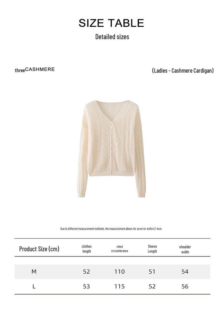Autumn/Winter Women's Cashmere V-neck Hollow Out Cardigan - Loose, Slimming, Versatile, Thick Knit