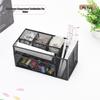 Metal Rectangular Multi-Compartment Pen Holder and Desktop Organizer Set