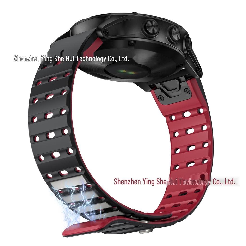 Garmin Compatible 22MM Magnetic Silicone Sport Watch Strap - Quick Release, Breathable Band