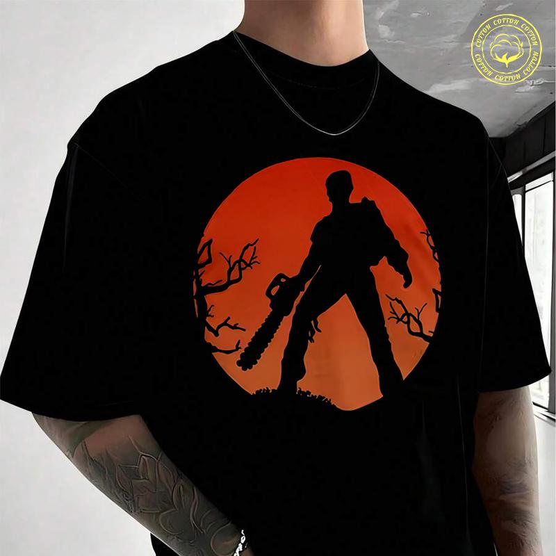 Grappig Ash Vs The Evil Dead Heren Moto Casual T-shirt Modieuze Street Stijl Geschikt Voor Reizen En