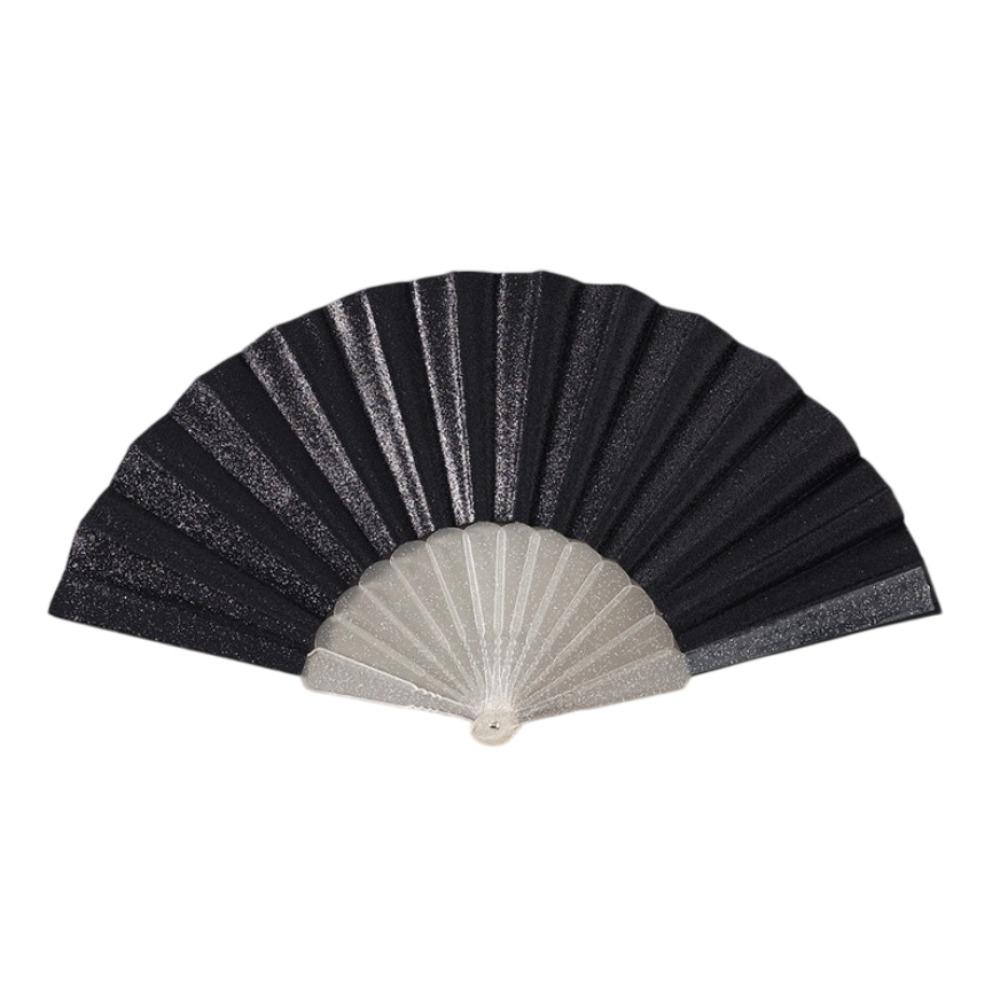Foldable Portable Folding Fan Plastic Plain Fabric Hand Fan Chinese Elegant Silk Fan Handheld for Weddings Travel Party Dancing