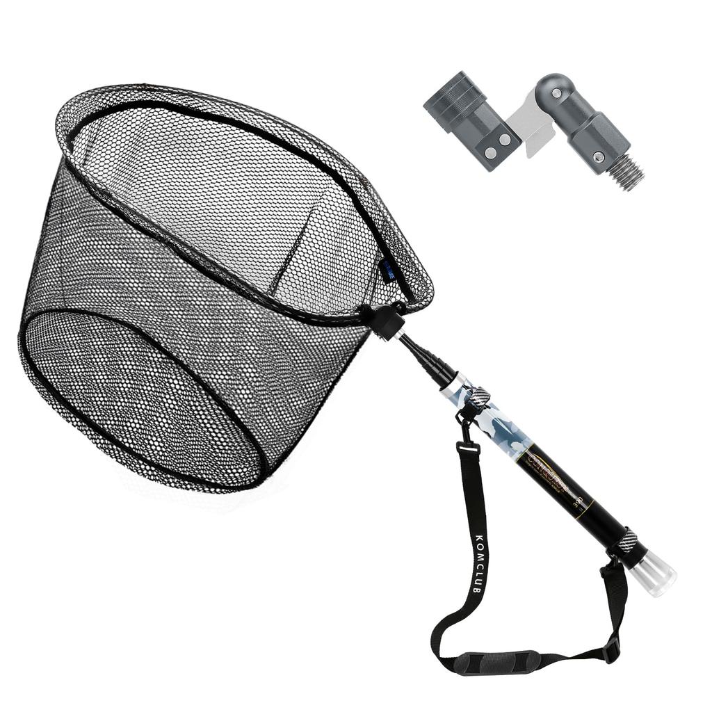 KOMCLUB Landing Net with Small Foldable Landing Set for Suitable for Freshwater and Saltwater Set, 3.9m, Telescopic, Joints, Net, Compact,