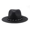 Summer men's and women's straw hats ins fashion black bead sun hats Panama straw hats retro bohemian sun hats