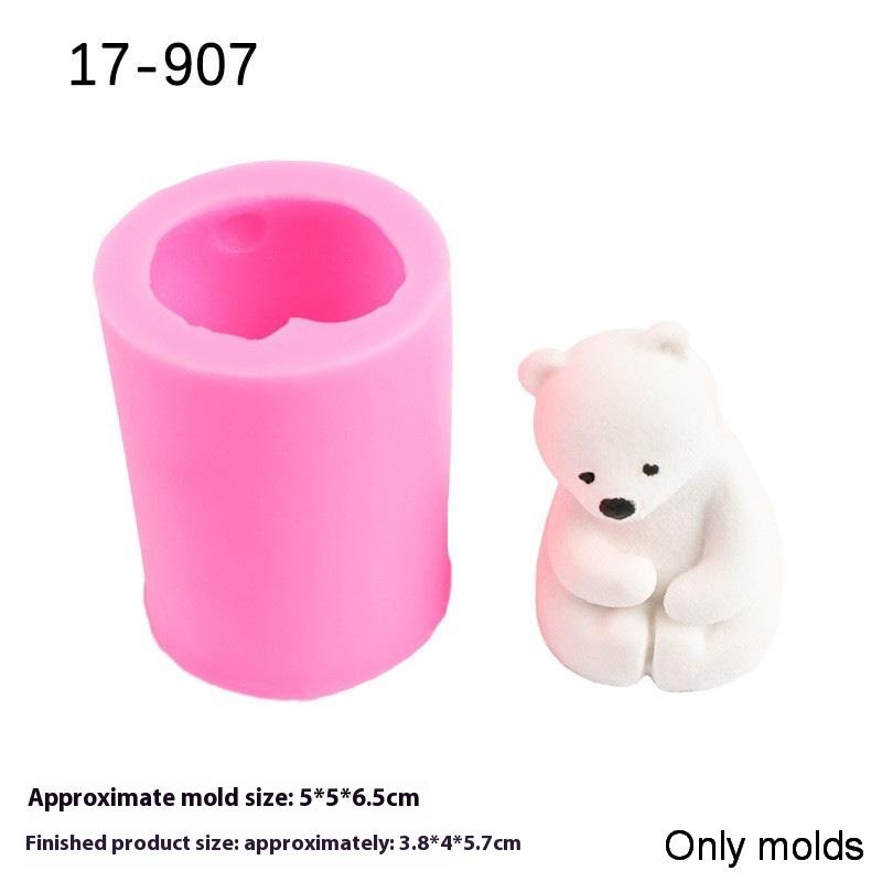 1 Piece Bear Silicone Candle Molds Mini 3D Polar Bear Candle Mold Cake Decoration DIY Handmade Fondant Clay Chocolate Mold