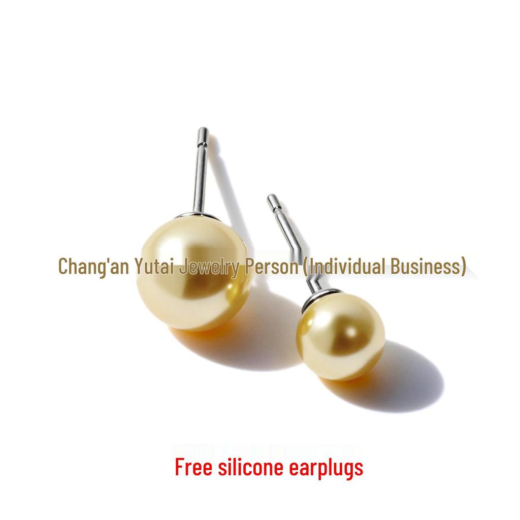 F136 Titanium Pearl Inlaid Luxury Stud Earrings – Niche Design, Versatile Jewelry for Piercing.