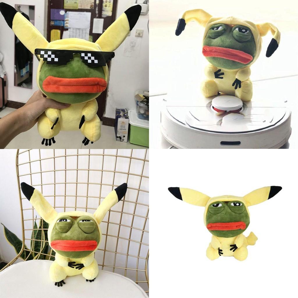 Lovable Pikachu Kawaii Stuffed Toy With Sad Frog Design For Children 15 Inches Plush
