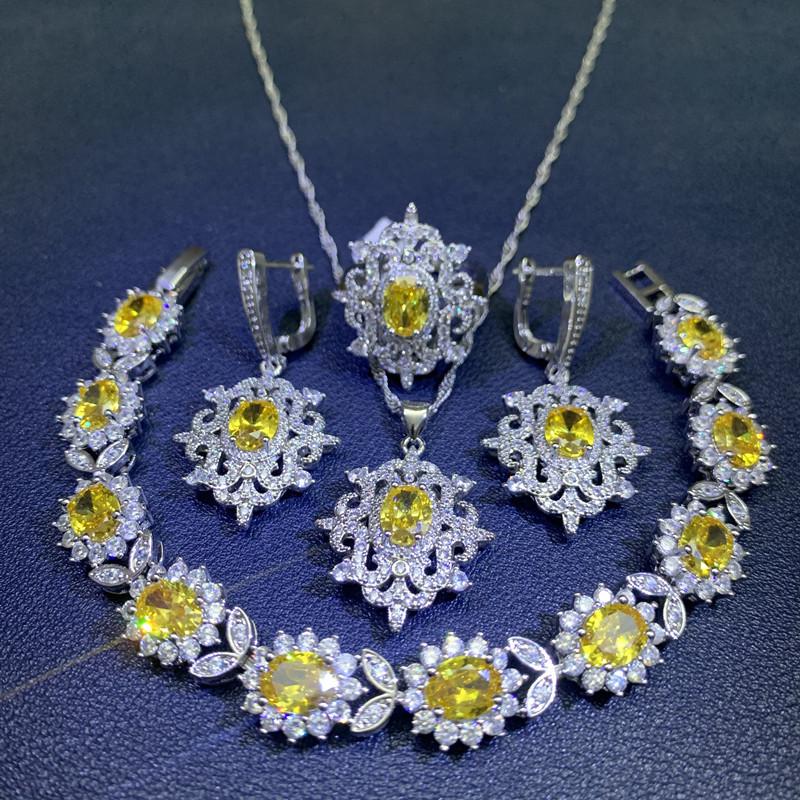 European and N Wind Source Blue Jewelry Inlay Gem Pendant Earrings Necklace and Rings Lady Suit