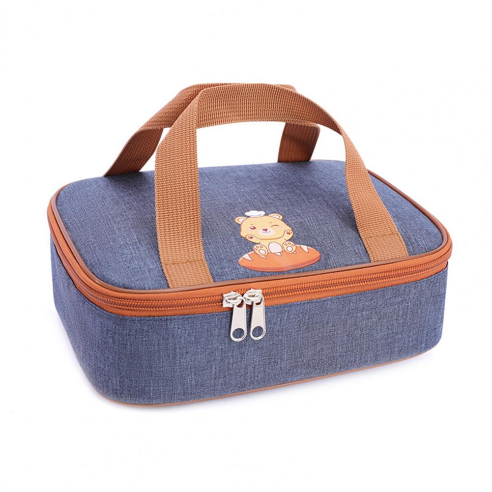 Bento-väska Stor Kapacitet Dubbla Handtag Tecknat Mönster Aluminiumfoliefoder Student Isolerad Lunchförvaringsväska